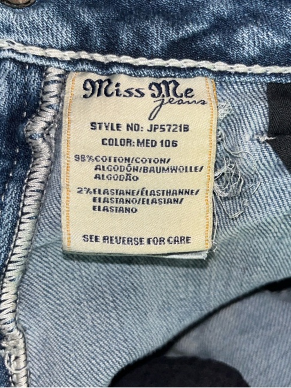Miss Me Light Blue Boot Cut Jeans with Embroidered Floral Back Pocket - Picture 4 of 5
